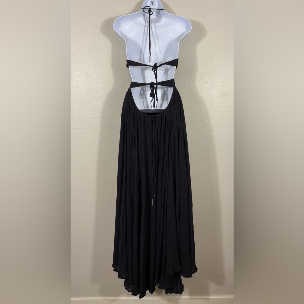 NWT Free People Lille Sheer Gauzy Halter Neckline Maxi Dress Bell‎ accents XS - Picture 7 of 10